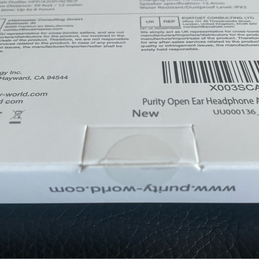 NWT Purity Air - Air Conduction Headphones Bluetooth Black - Picture 3 of 4